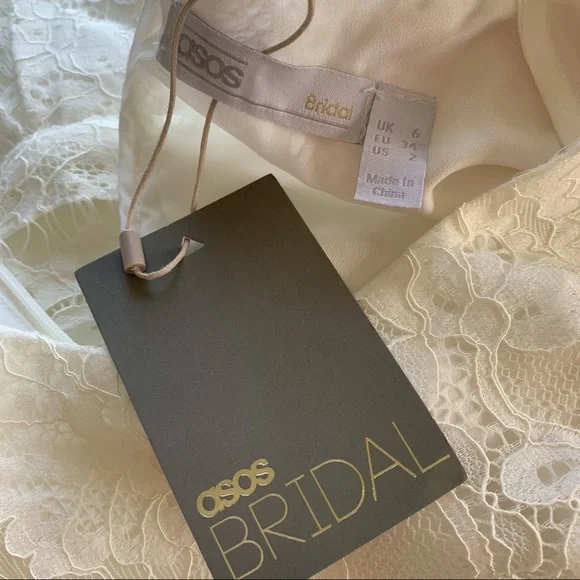 ASOS BRIDAL EDITION Grace Lace Long Sleeve Crop Top Maxi Wedding Dress - Picture 16 of 16